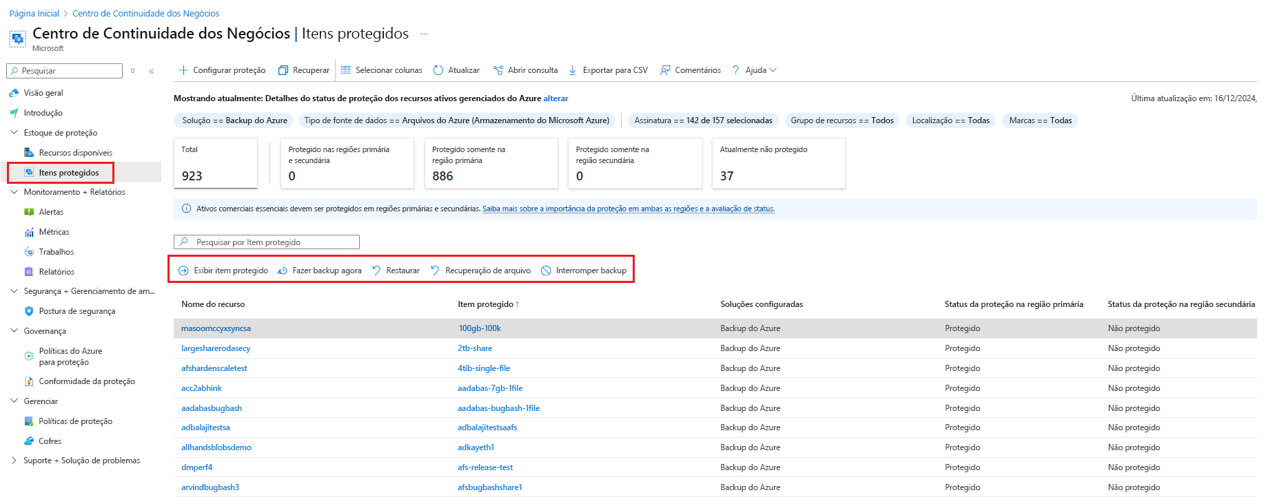 A captura de tela mostra a lista de ações disponíveis para o item.