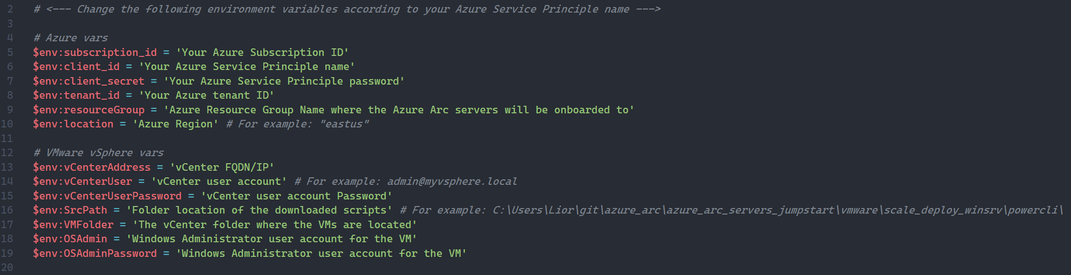 A screenshot of exporting environment variables.