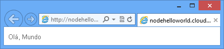 Uma janela do navegador exibindo a página hello world; a URL indica que a página está hospedada no Azure.