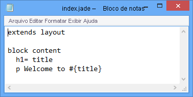 The contents of the index.jade file.