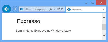 A web browser displaying Welcome to Express in Azure