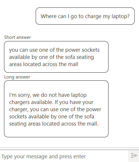 Captura de tela de um exemplo de respostas às perguntas.