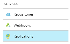 Replicações na interface do usuário de Registro de contêiner do Portal do Azure