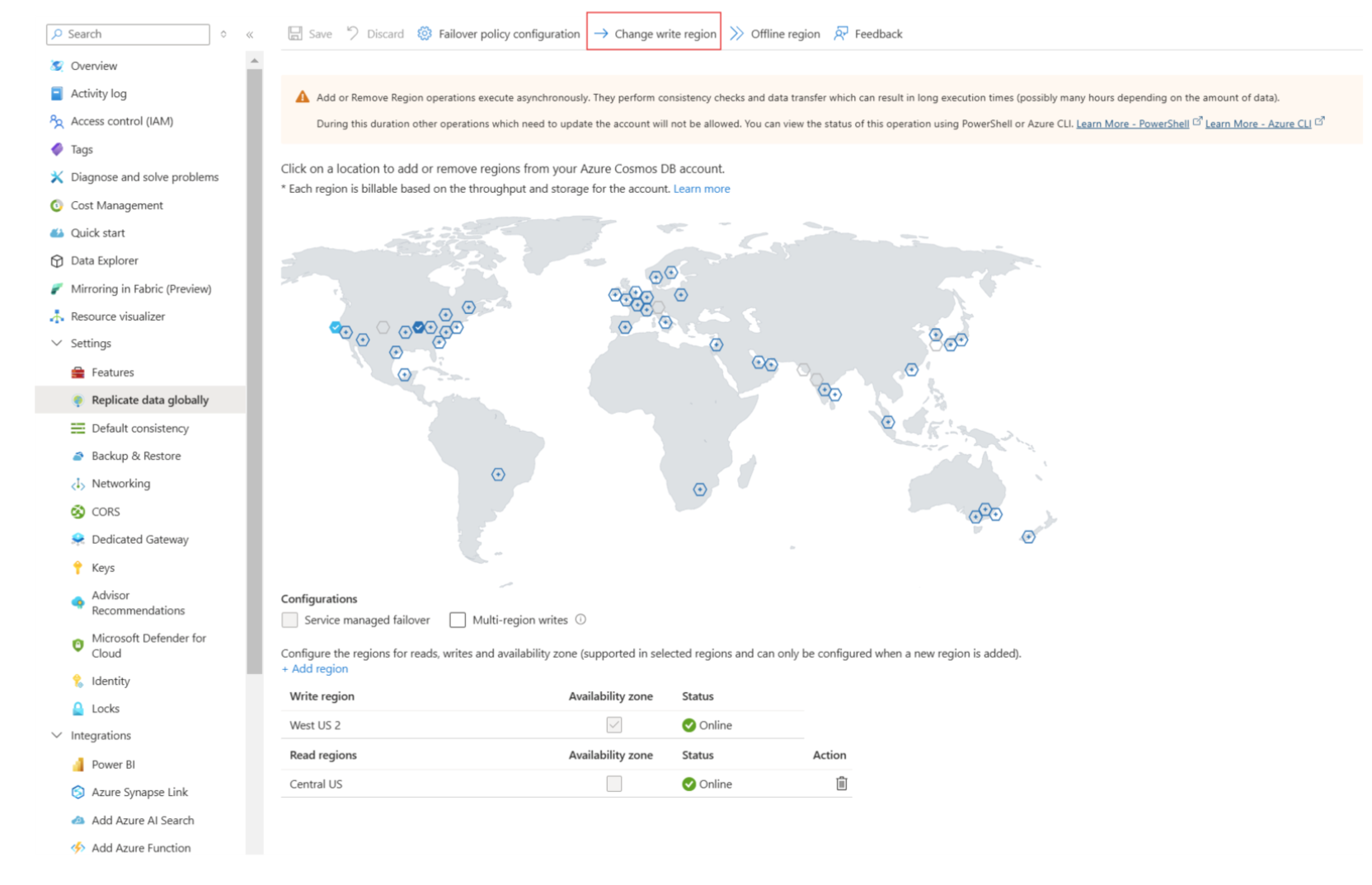 Captura de tela do menu alterar a região de gravação.