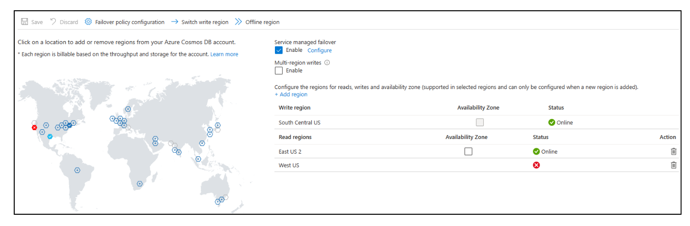 Captura de tela que mostra a região offline completa.