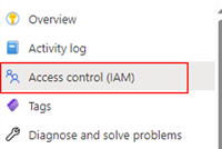 Captura de tela da opção Controle de acesso no menu de navegação de recursos.
