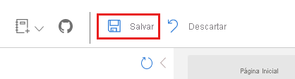 Captura de tela da opção Salvar na barra de comandos Data Explorer.