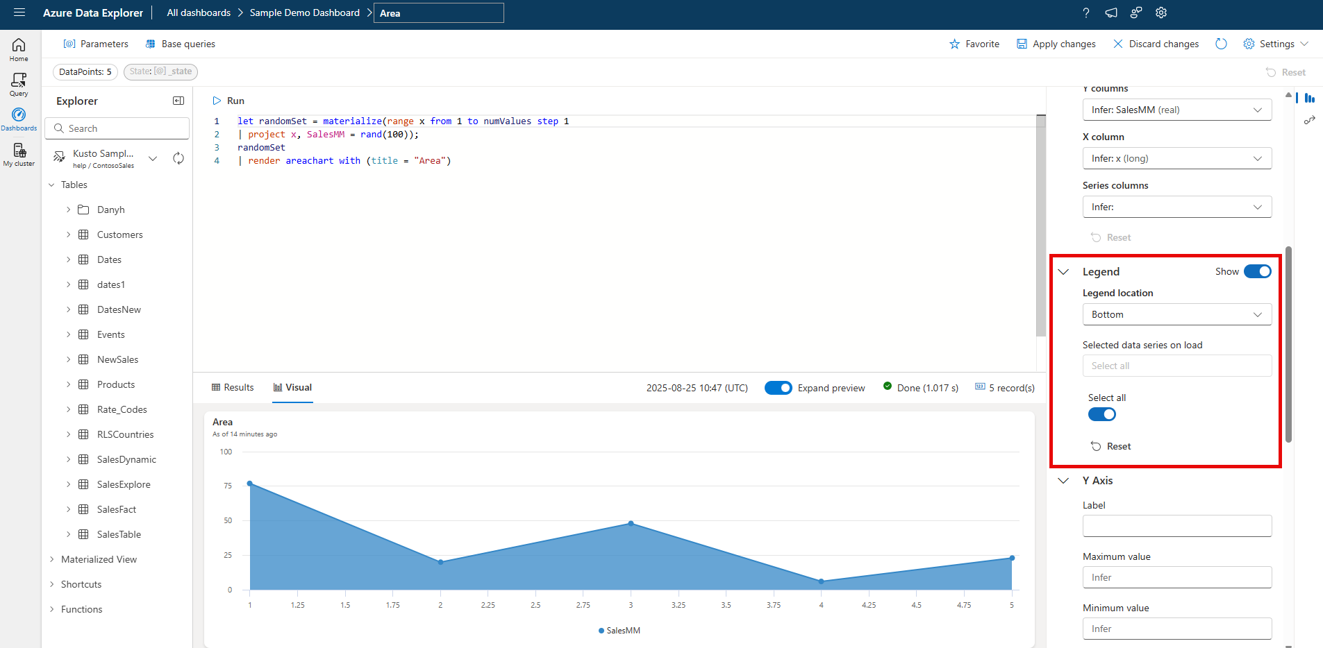 Captura de tela das configurações de legenda no painel Formatação Visual