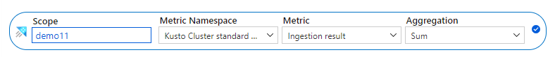 Captura de tela que mostra como selecionar as configurações de uma métrica no portal do Azure.