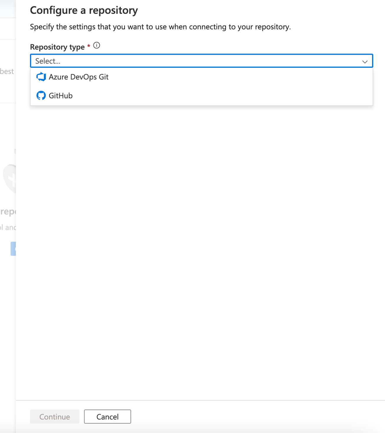 Captura de tela mostrando a página de configuração do repositório.