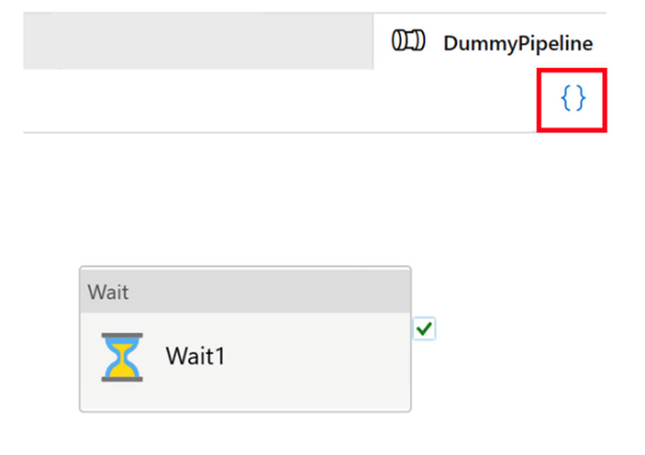 Captura de tela mostrando o botão Exibir JSON na interface do usuário do pipeline.