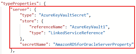 Captura de tela do uso do Azure Key Vault no servidor.