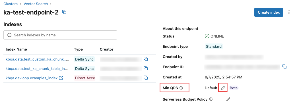 Editar o QPS mínimo.