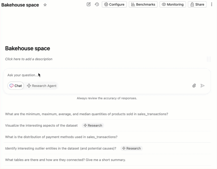 Gif com pergunta de exemplo, resposta e visualização gerada automaticamente