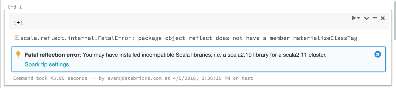 Spark error tips
