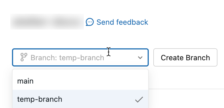 Alternar a caixa de diálogo Git para um branch diferente
