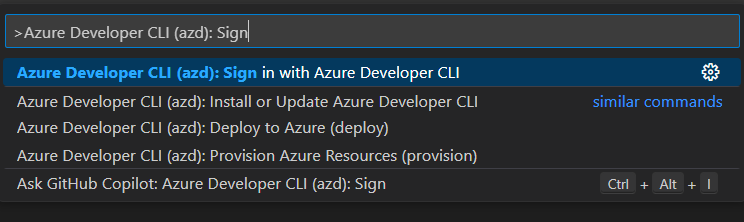 Captura de tela do Visual Studio Code, mostrando o painel Extensões com a Azure Developer CLI e a Instalação destacadas.
