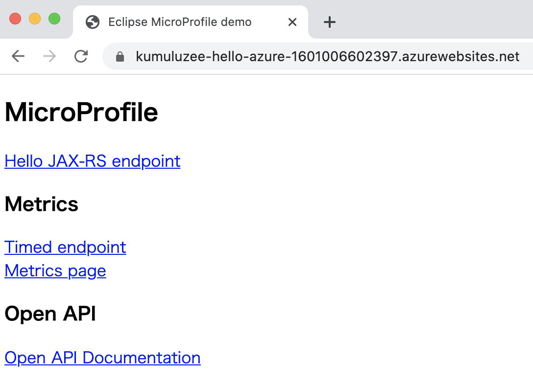 Captura de tela do navegador da Web mostrando a página inicial do KumuluzEE.