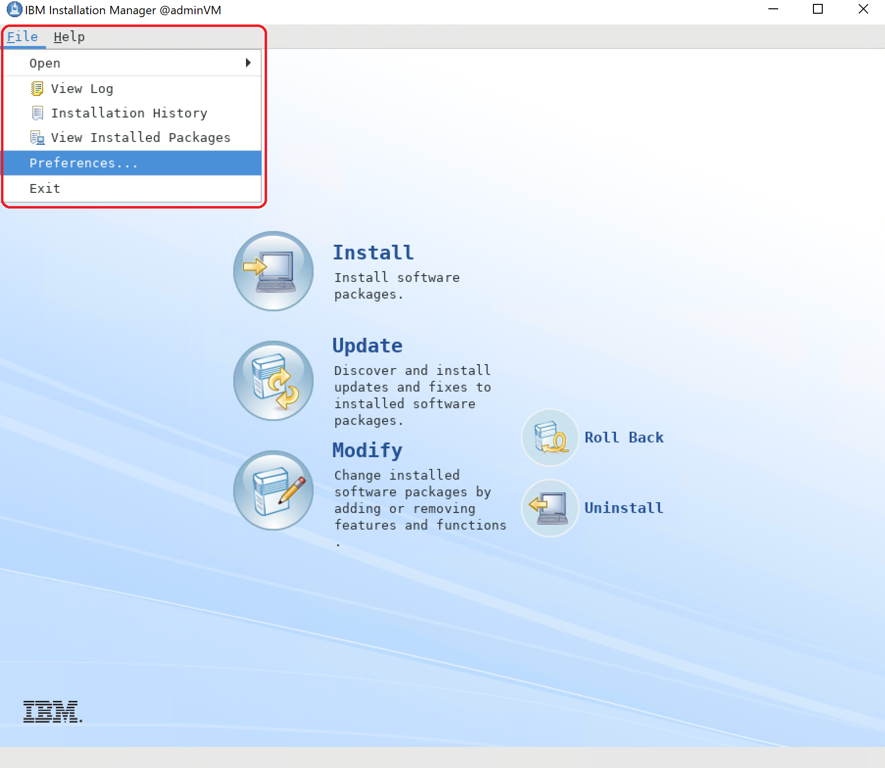 Captura de tela das preferências de edição do WebSphere Application Server da IBM.