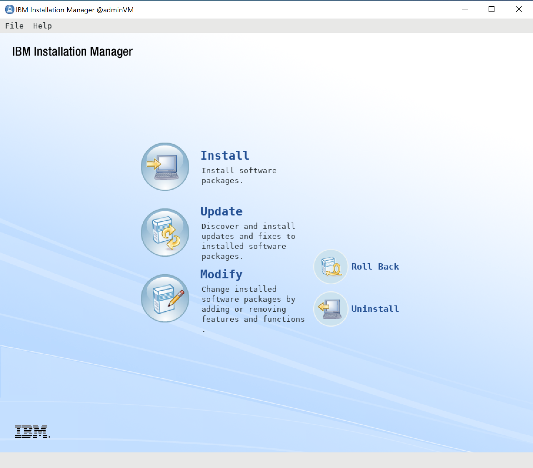 Captura de tela da instalação do WebSphere Application Server da IBM.