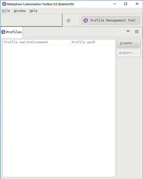 Captura de tela do Profile Management Tool da IBM.