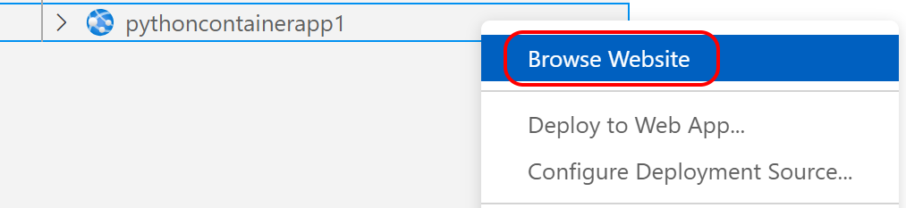 Uma captura de tela mostrando como procurar um Serviço de Aplicativo no VS Code.
