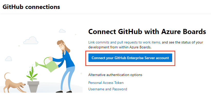 Screenshot of first time connecting with GitHub credentials.