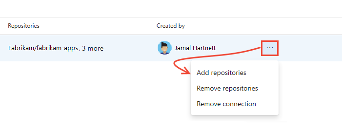 Screenshot of add or remove GitHub repos.