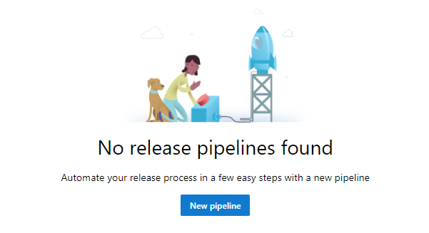A captura de tela mostra a página Pipeline com a opção de criar um novo pipeline de versão.