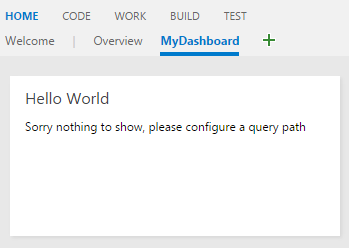 Captura de tela do painel visão geral com um widget de exemplo do catálogo.