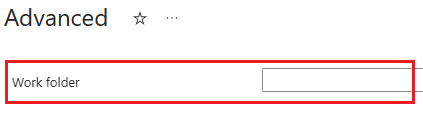 Captura de tela que mostra a configuração do pool avançado da pasta Trabalho.