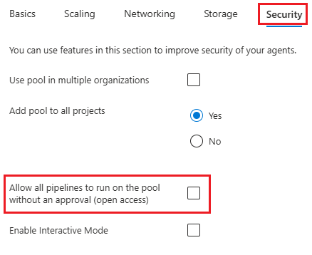 Captura de tela que mostra como configurar o acesso aberto.