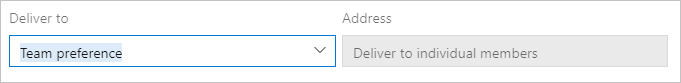Captura de tela mostrando a preferência da opção de entrega da equipe de e-mail.