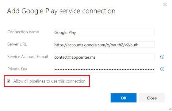 Autorização padrão para recursos YAML.