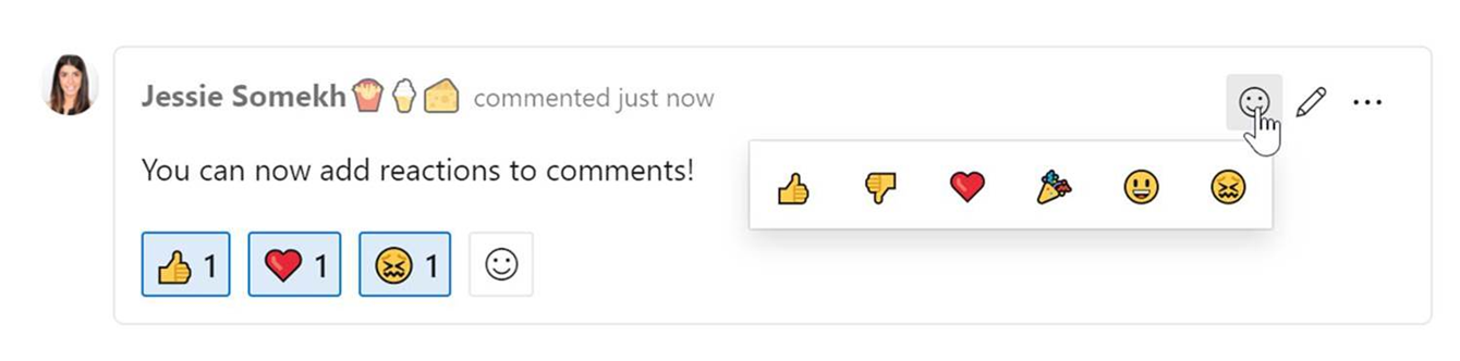 Adicionar reações aos comentários.