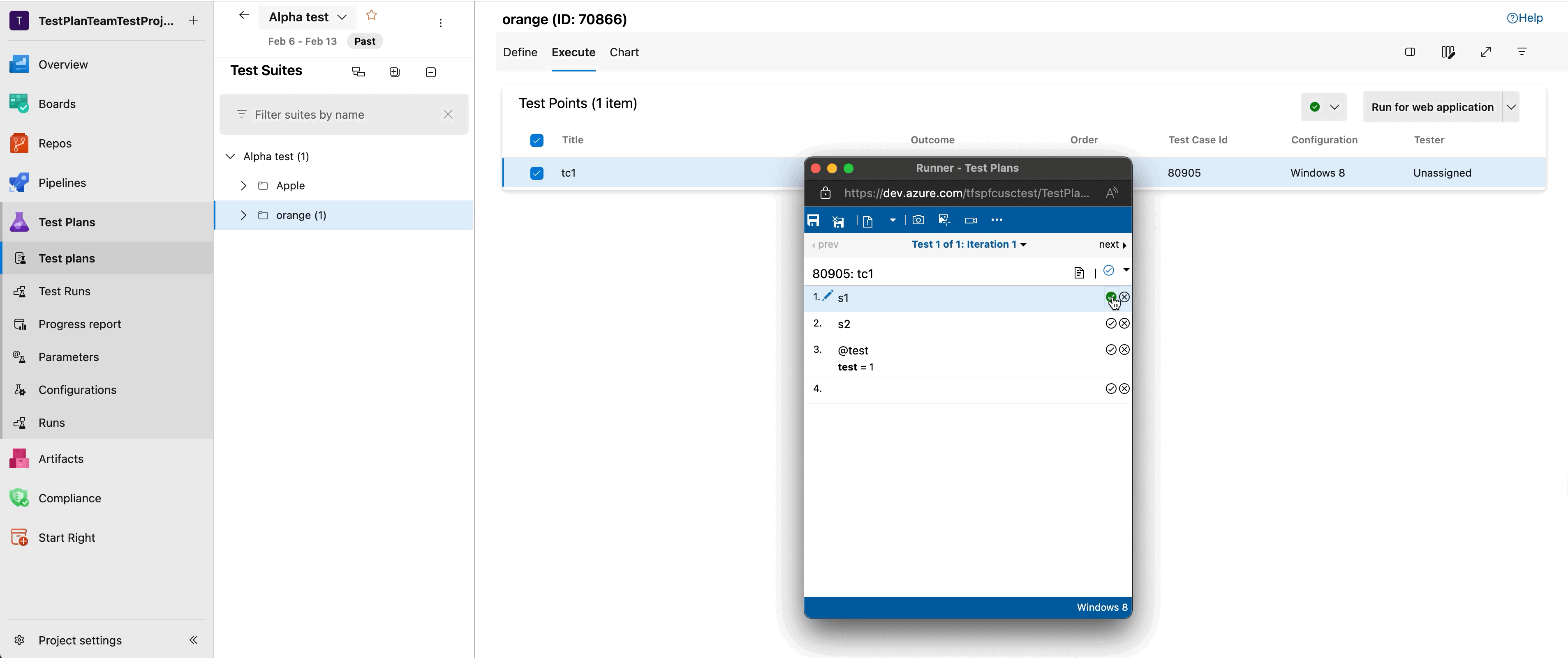 Gif para demonstração Desfazer etapa de teste no executor web e desktop.
