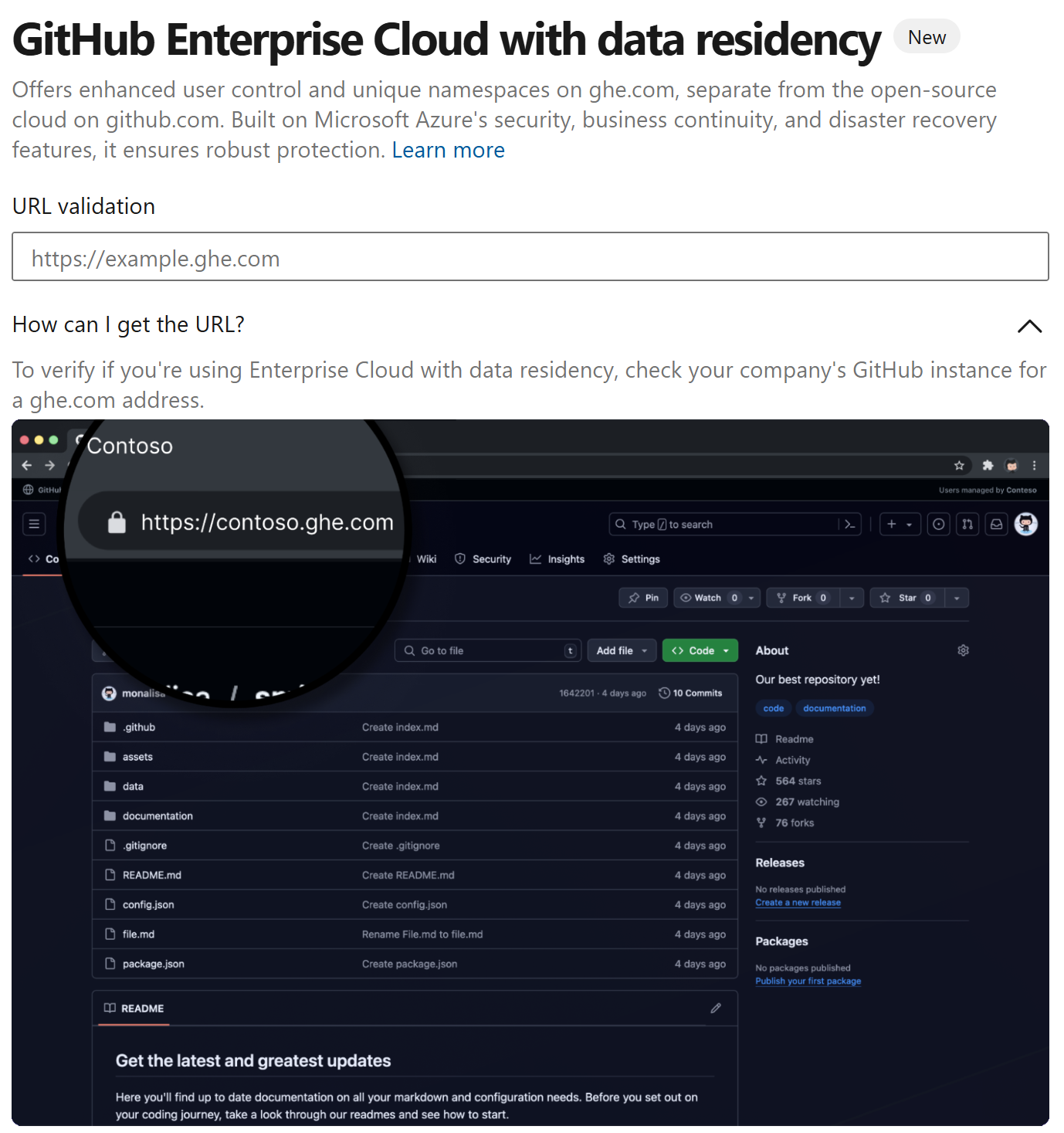 Imagem para mostrar o GitHub Enterprise com residência de dados.