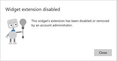 Captura de tela da notificação de extensão de widget desativado.