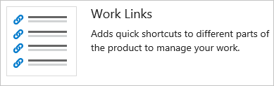 Captura de tela do widget Links de trabalho.
