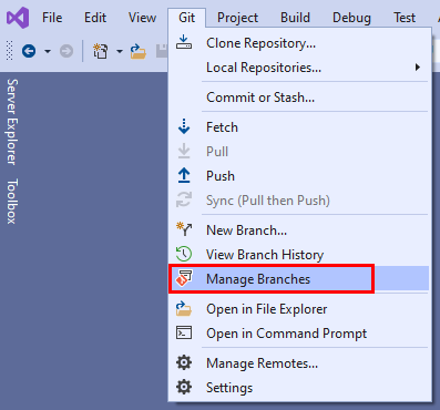 Captura de tela do Visual Studio 2019.