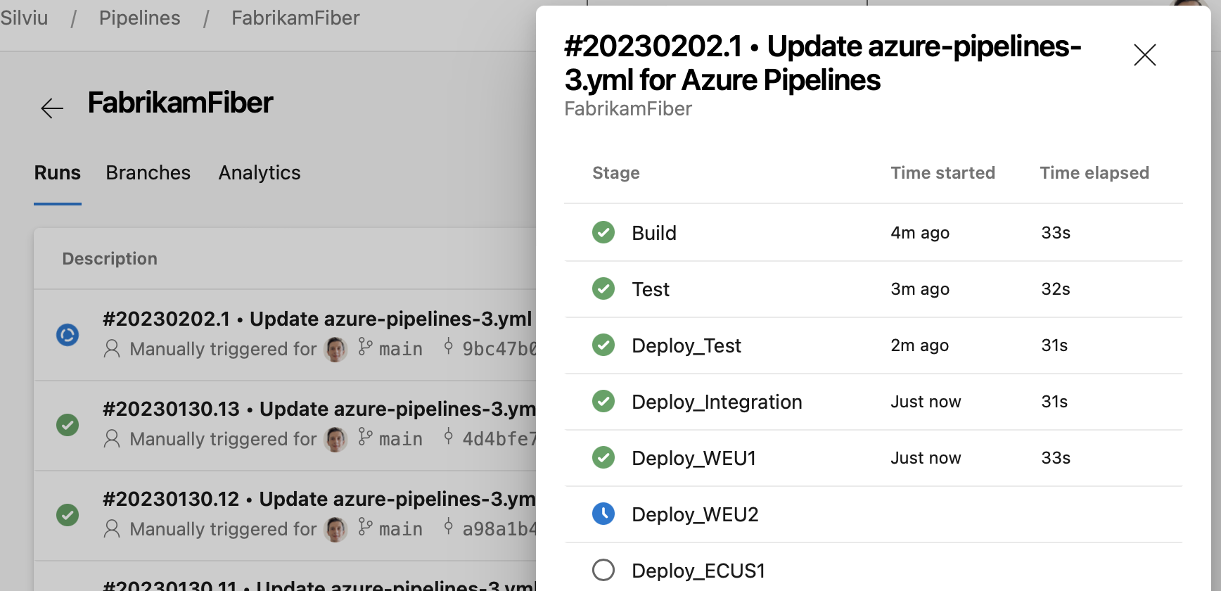 Atualizações da interface do usuário de pipelines