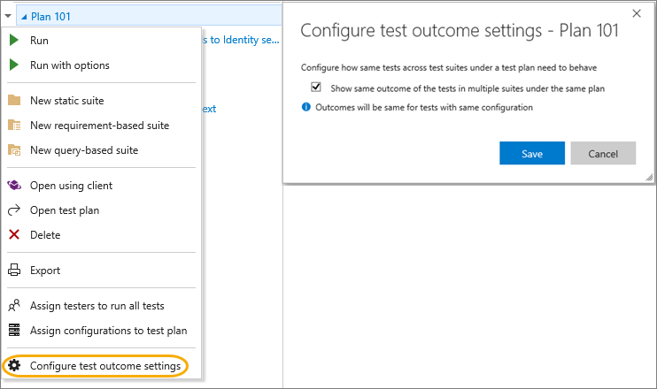 Configurar resultados de teste