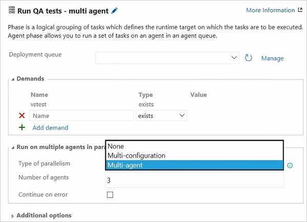 Executar testes usando as fases do Agente