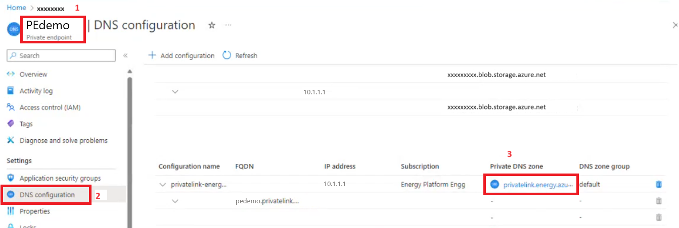 Captura de tela que mostra a Configuração de DNS.