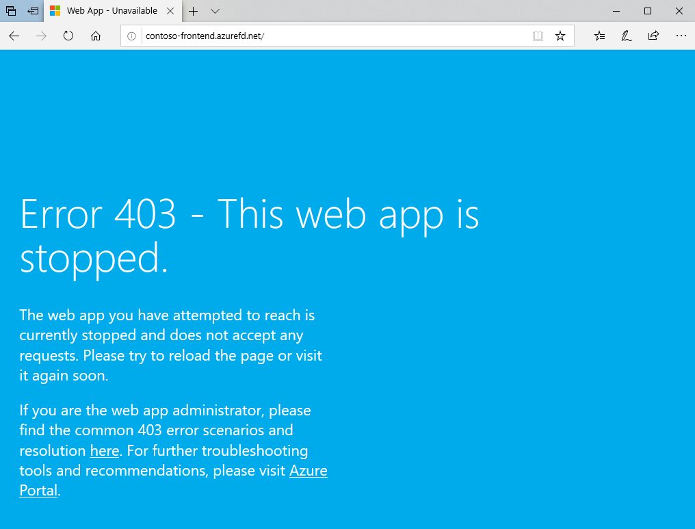 Ambas as instâncias do aplicativo Web foram interrompidas.