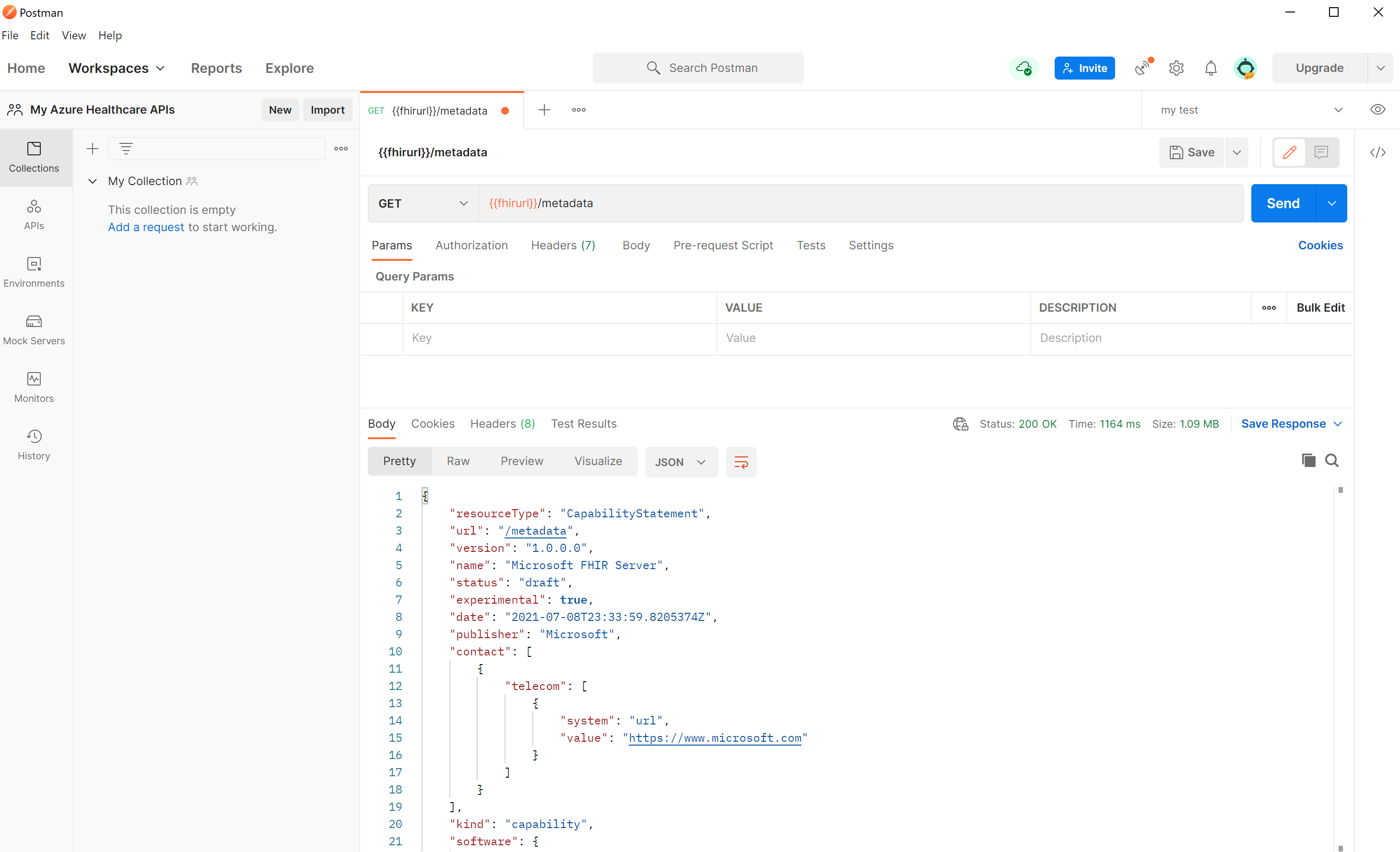 Captura de tela mostrando os parâmetros de solicitação de funcionalidade.