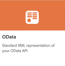 Captura de tela da criação de uma API com base em uma descrição OData no portal.