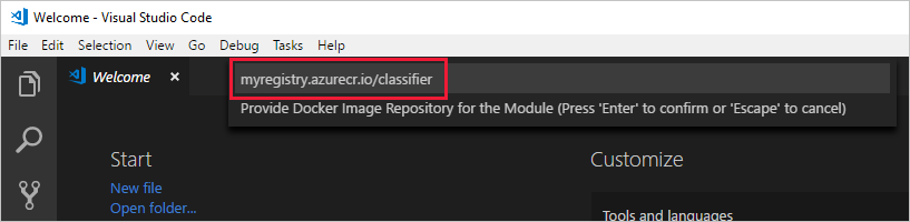 Fornecer o repositório de imagem do Docker
