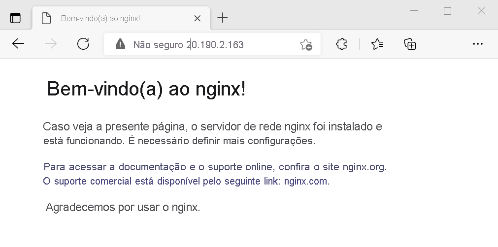 Captura de tela do teste do servidor Web NGINX.
