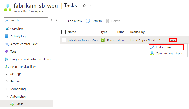 A captura de tela mostra o menu de contexto aberto e a opção selecionada, Editar na linha.